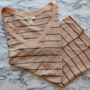 Pink and Gray Striped Forever 21 Tee